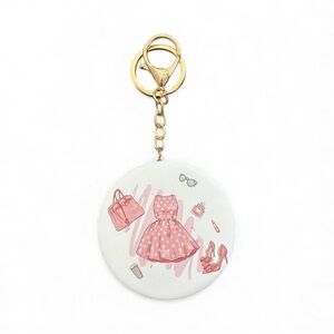 Pink Fashion Keychain Compact Mirror